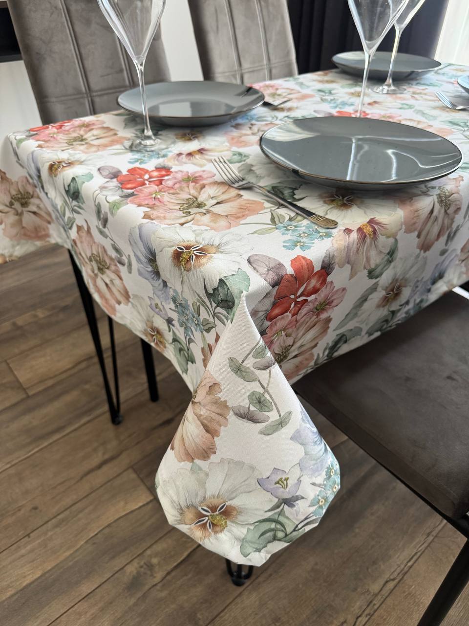 Linen waterproof tablecloth with Teflon, Geometry collection, luxury quality (custom or standard size)