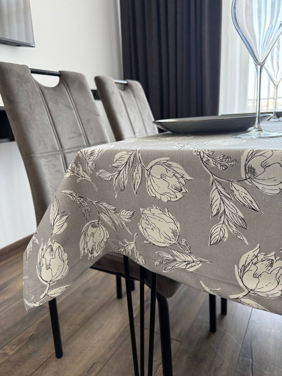 Linen waterproof tablecloth with Teflon, Geometry collection, luxury quality (custom or standard size)