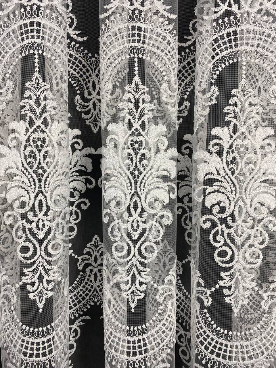 Sheer curtain with beautiful embroidery, white color