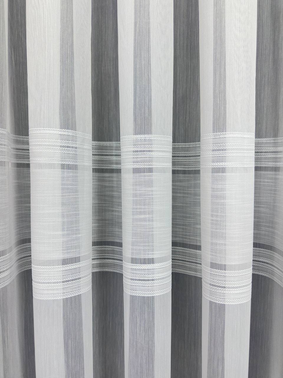 Bamboo-based sheer curtain with linen stripes, white color