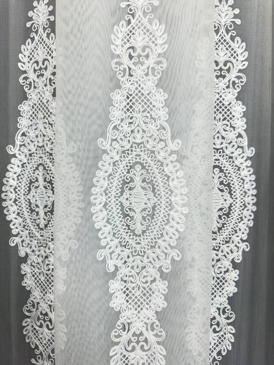 Bamboo-based sheer curtain with beautiful embroidery, white color