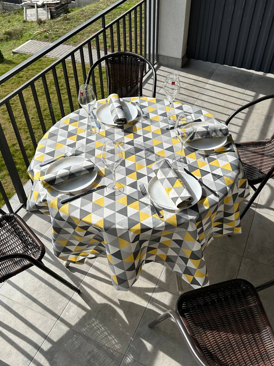 Linen waterproof tablecloth with Teflon, Geometry collection, luxury quality (custom or standard size)