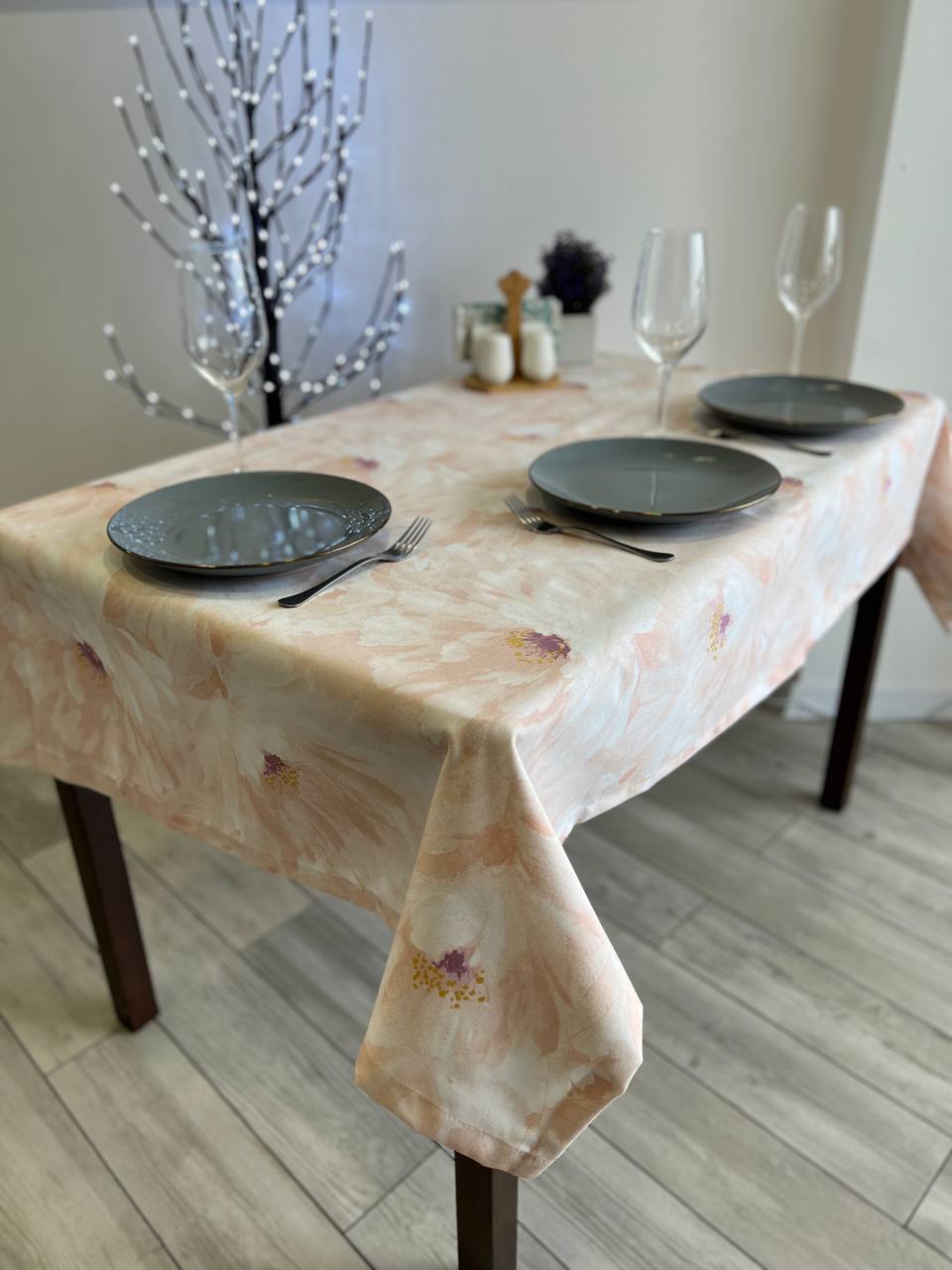 Linen waterproof tablecloth with Teflon, Geometry collection, luxury quality (custom or standard size)