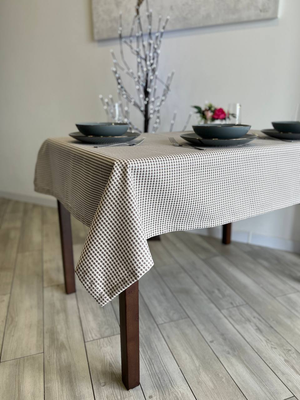 Linen waterproof tablecloth with Teflon, Geometry collection, luxury quality (custom or standard size)