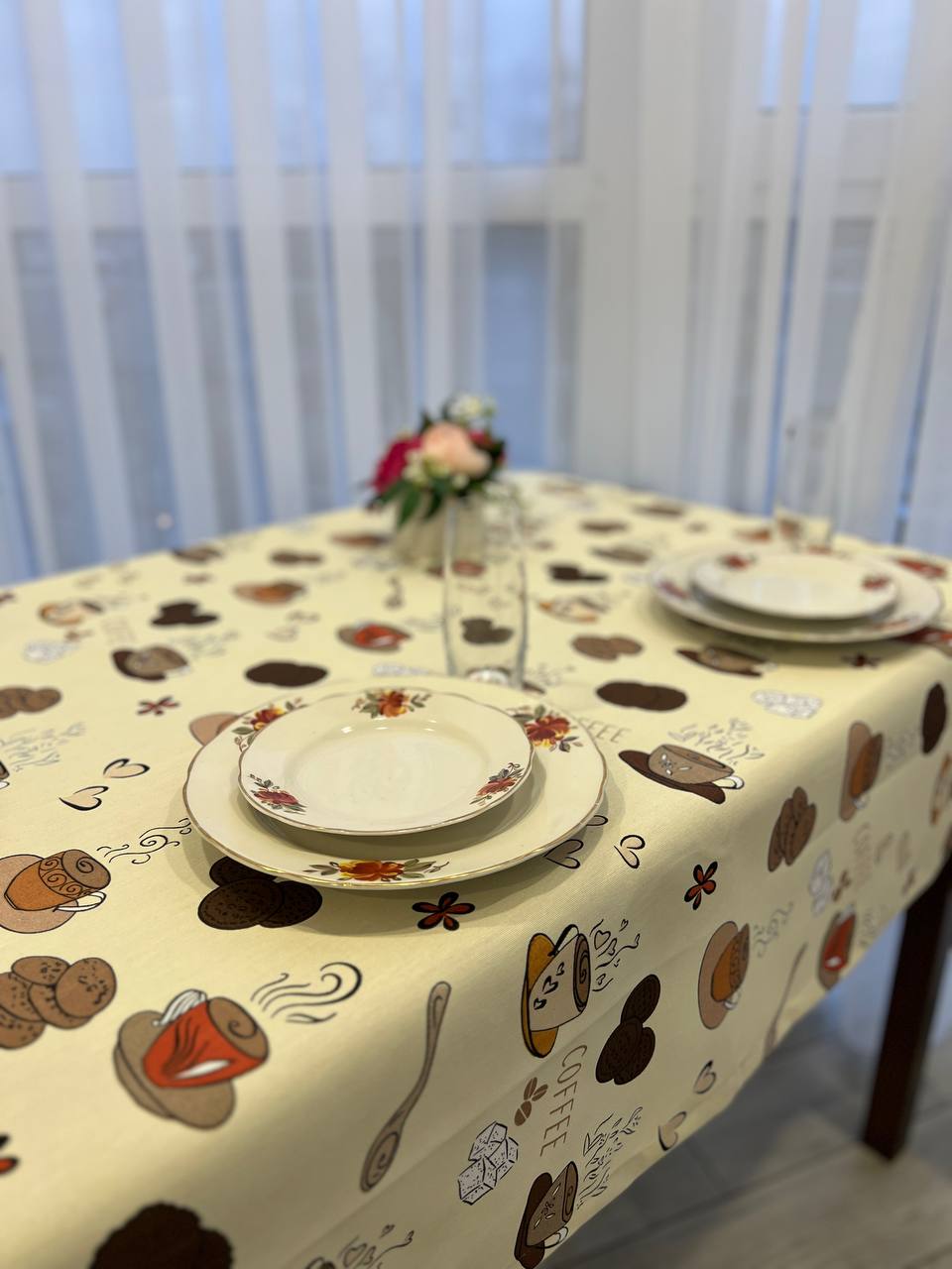Linen waterproof tablecloth with Teflon, Geometry collection, luxury quality (custom or standard size)