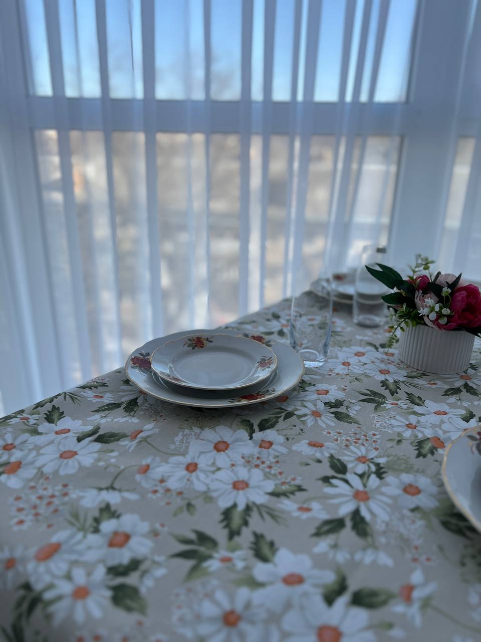 Linen waterproof tablecloth with Teflon, Geometry collection, luxury quality (custom or standard size)