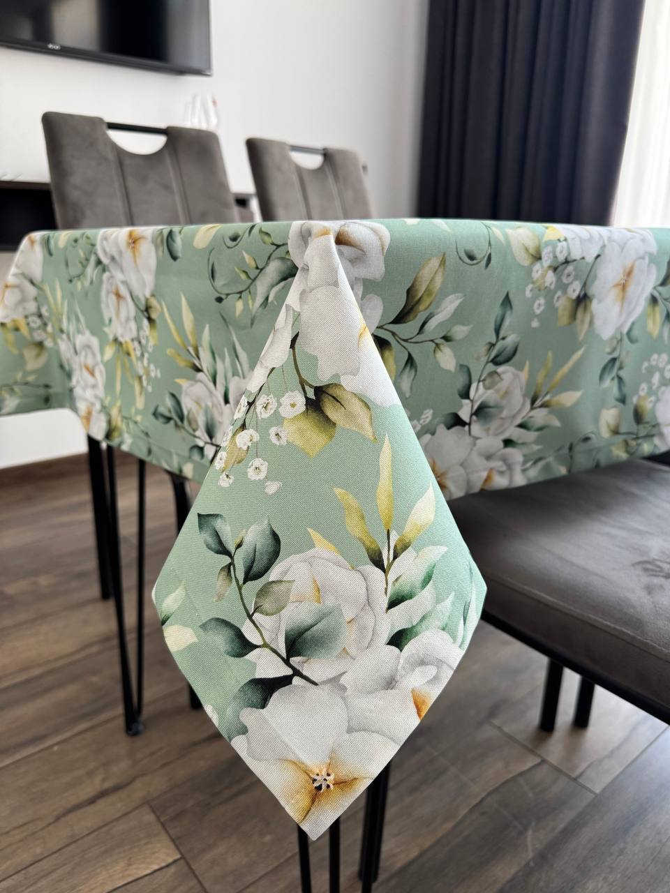 Linen waterproof tablecloth with Teflon, Geometry collection, luxury quality (custom or standard size)