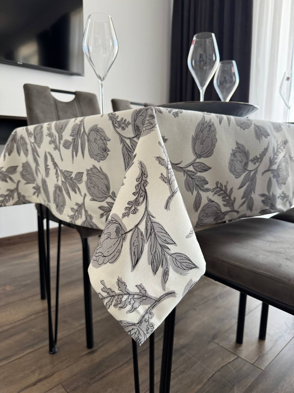 Linen waterproof tablecloth with Teflon, Geometry collection, luxury quality (custom or standard size)