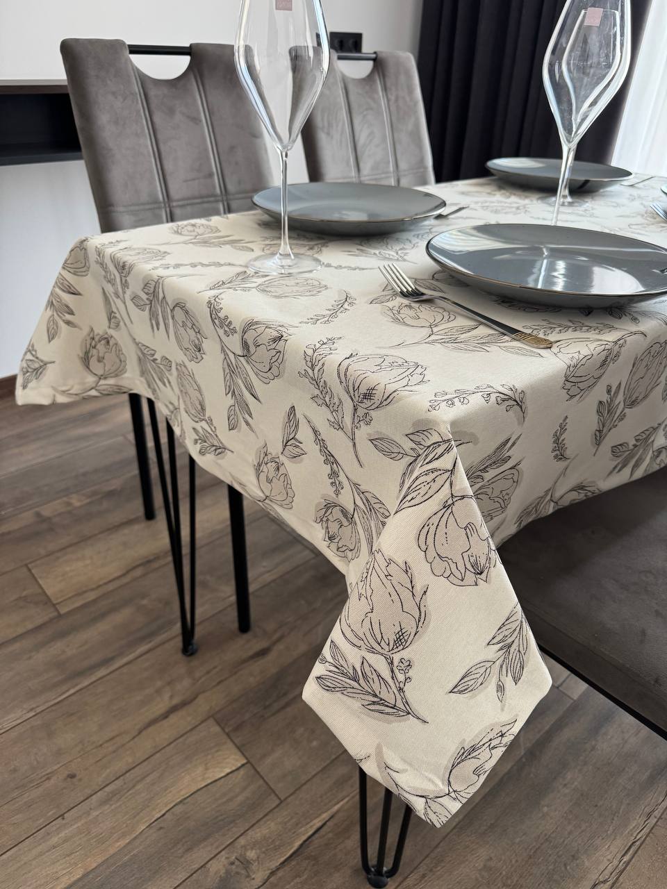 Linen waterproof tablecloth with Teflon, Geometry collection, luxury quality (custom or standard size)