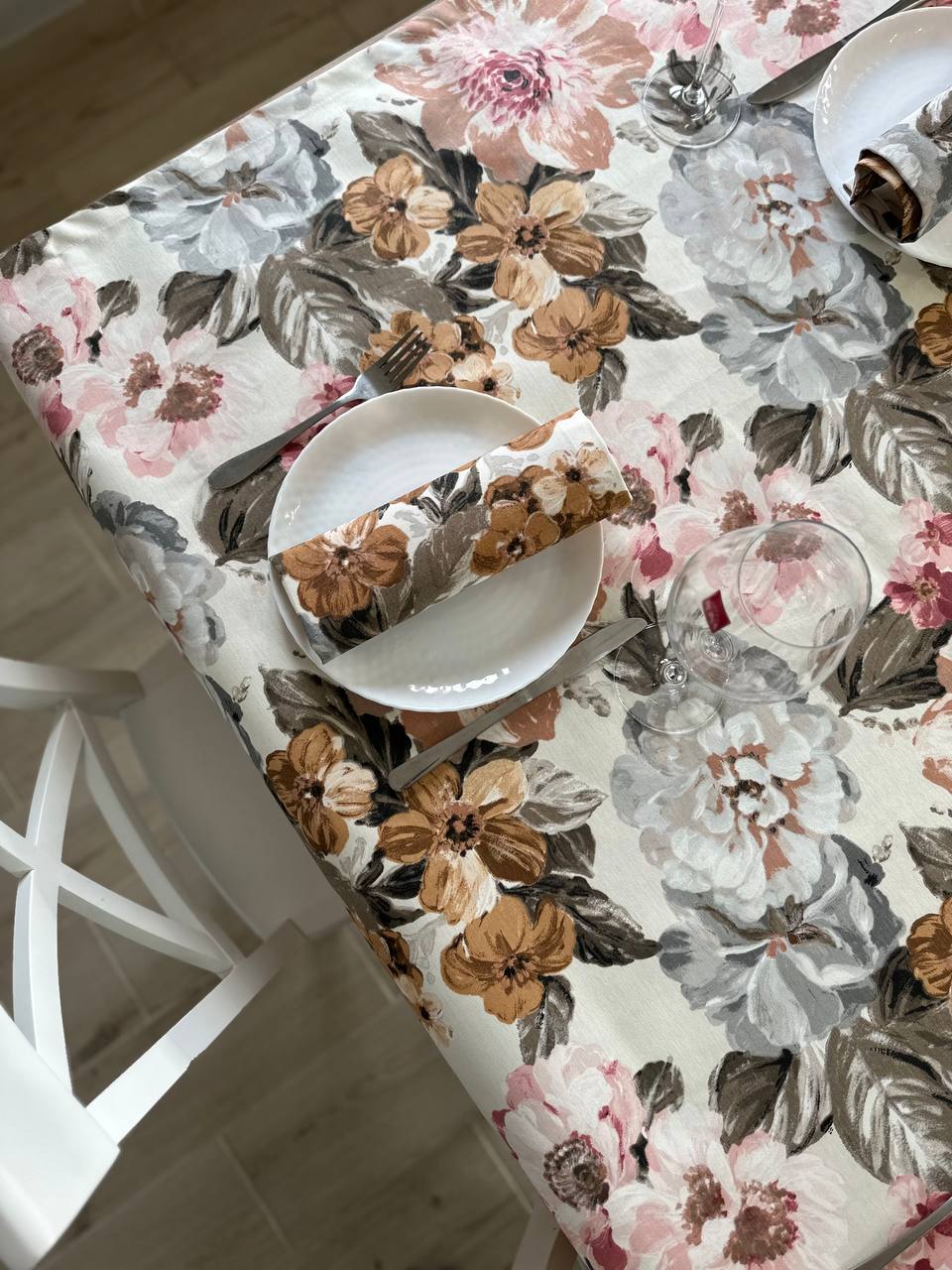 Linen waterproof tablecloth with Teflon, Geometry collection, luxury quality (custom or standard size)