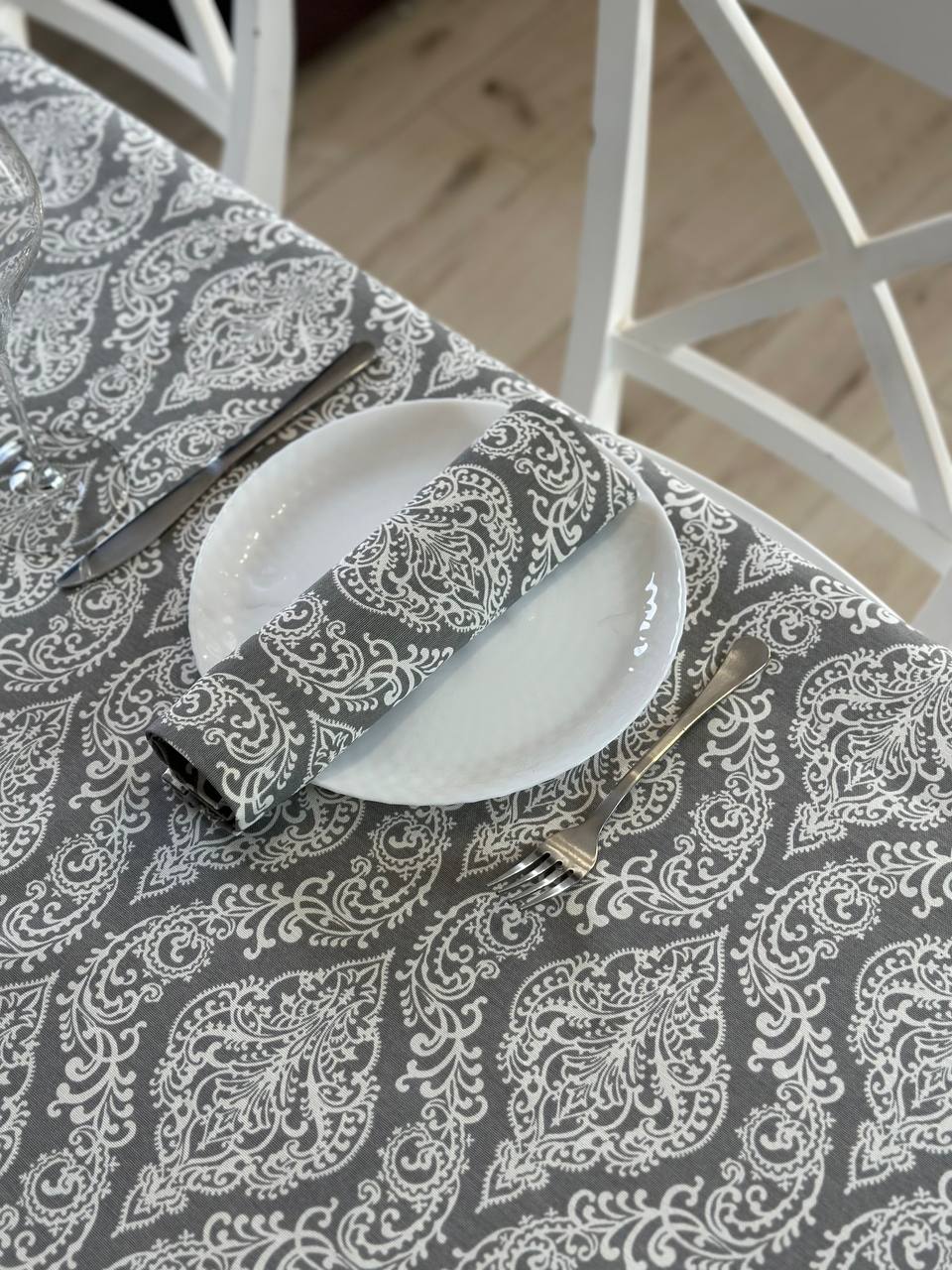 Linen waterproof tablecloth with Teflon, Geometry collection, luxury quality (custom or standard size)