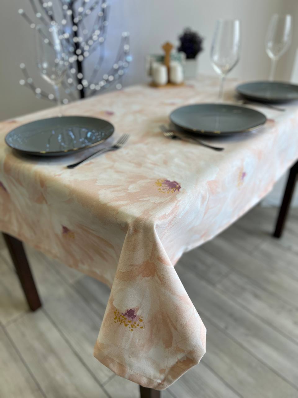 Linen waterproof tablecloth with Teflon, Geometry collection, luxury quality (custom or standard size)