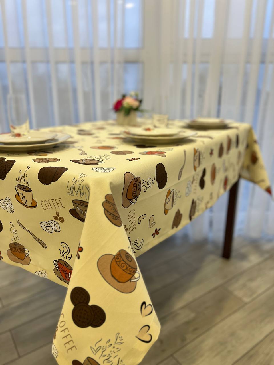 Linen waterproof tablecloth with Teflon, Geometry collection, luxury quality (custom or standard size)