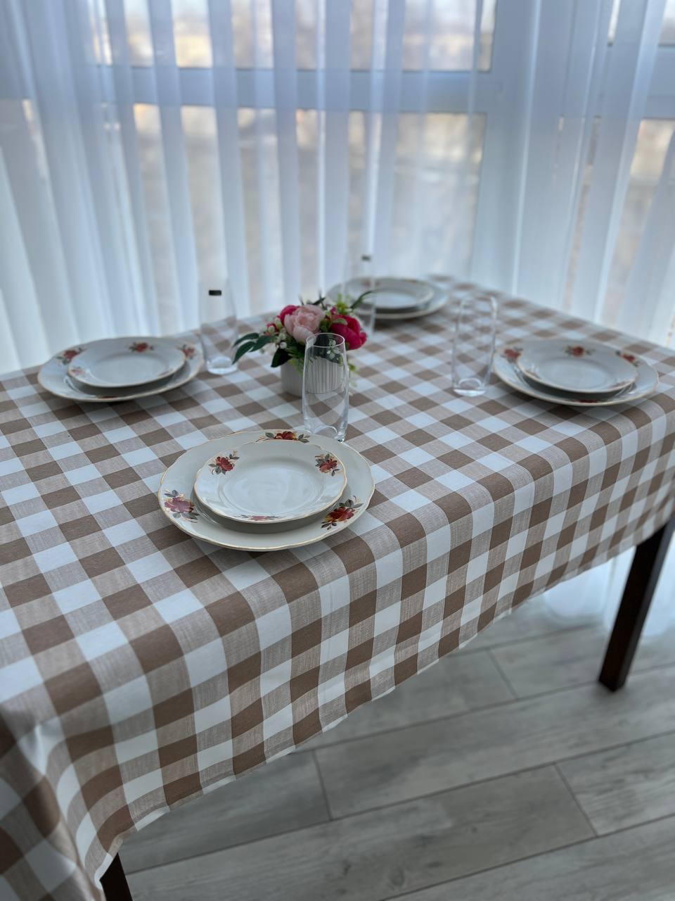 Linen waterproof tablecloth with Teflon, Geometry collection, luxury quality (custom or standard size)