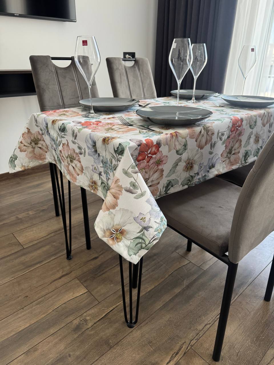 Linen waterproof tablecloth with Teflon, Geometry collection, luxury quality (custom or standard size)
