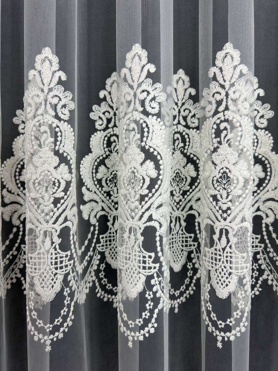 Premium quality sheer curtain with embroidery on the base, milk color