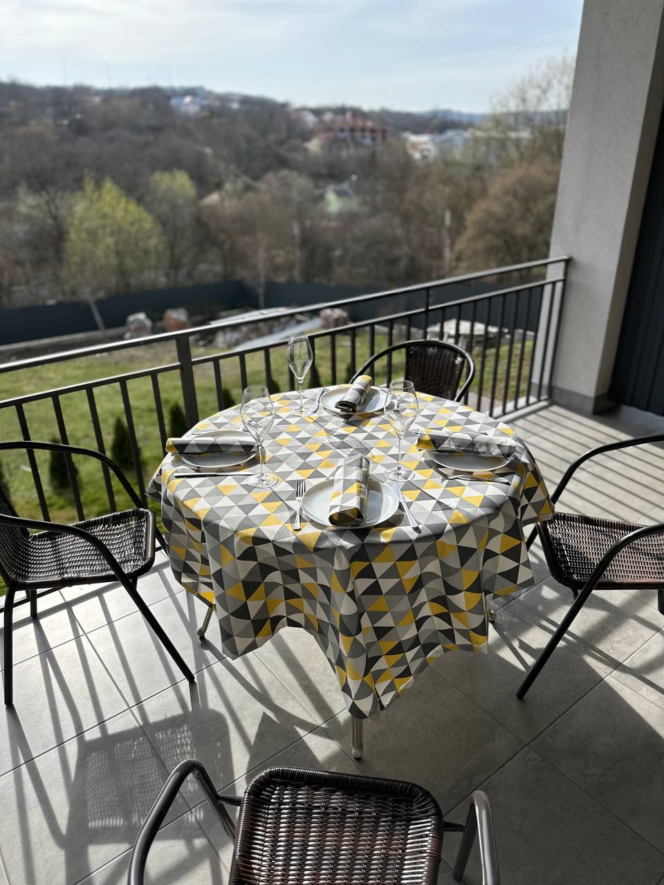 Linen waterproof tablecloth with Teflon, Geometry collection, luxury quality (custom or standard size)