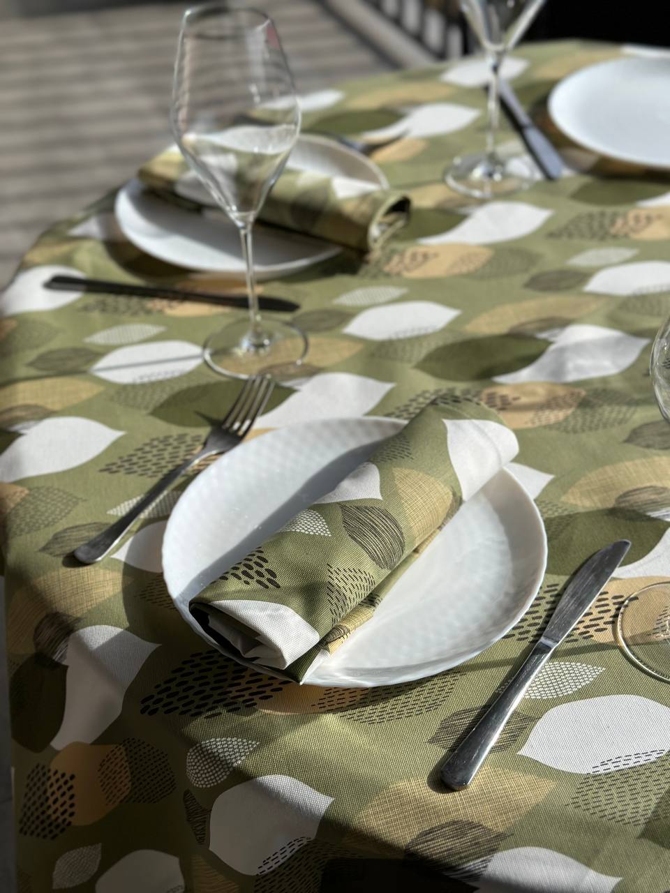 Linen waterproof tablecloth with Teflon, Geometry collection, luxury quality (custom or standard size)