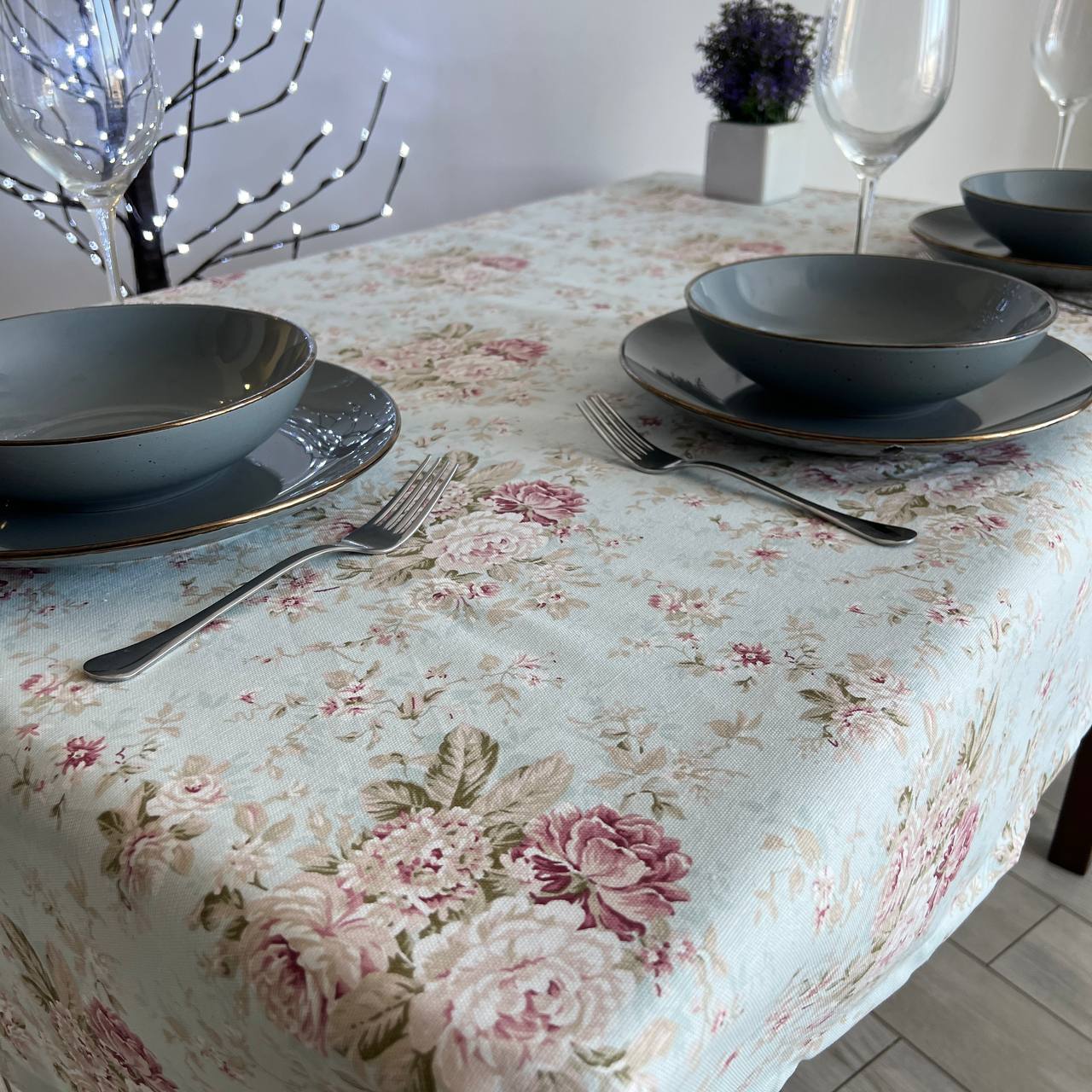 Linen waterproof tablecloth with Teflon, Geometry collection, luxury quality (custom or standard size)