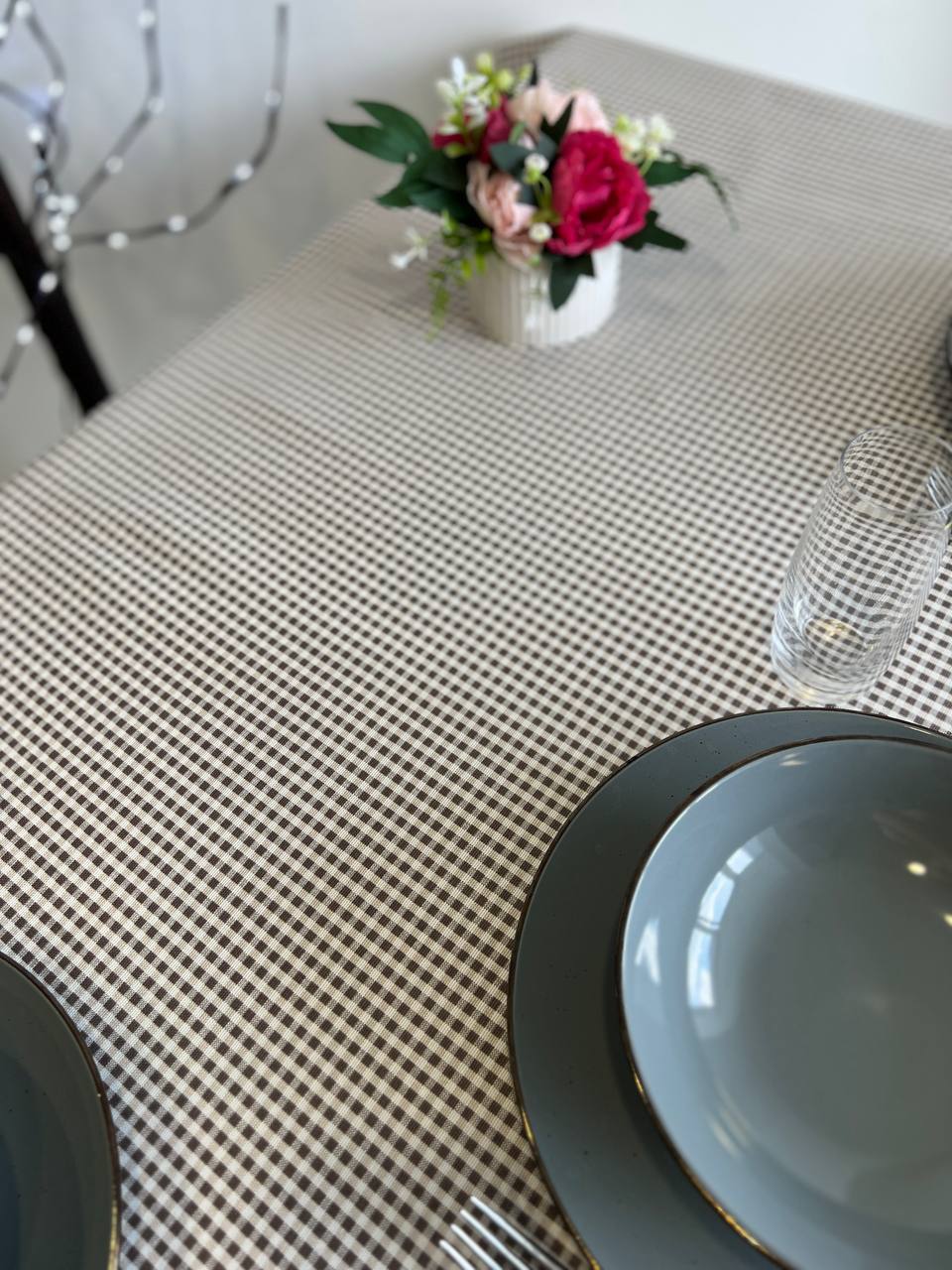 Linen waterproof tablecloth with Teflon, Geometry collection, luxury quality (custom or standard size)