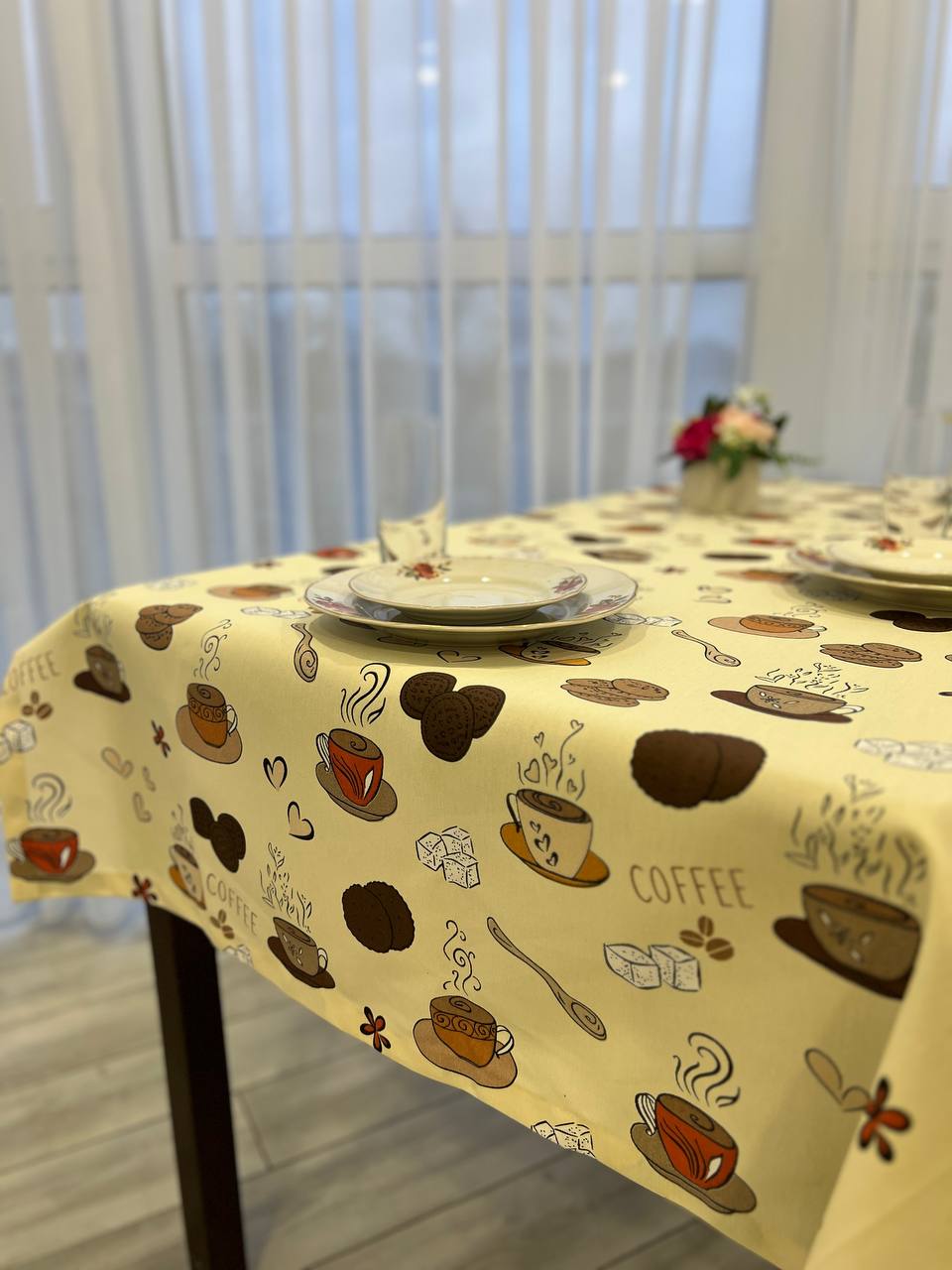Linen waterproof tablecloth with Teflon, Geometry collection, luxury quality (custom or standard size)