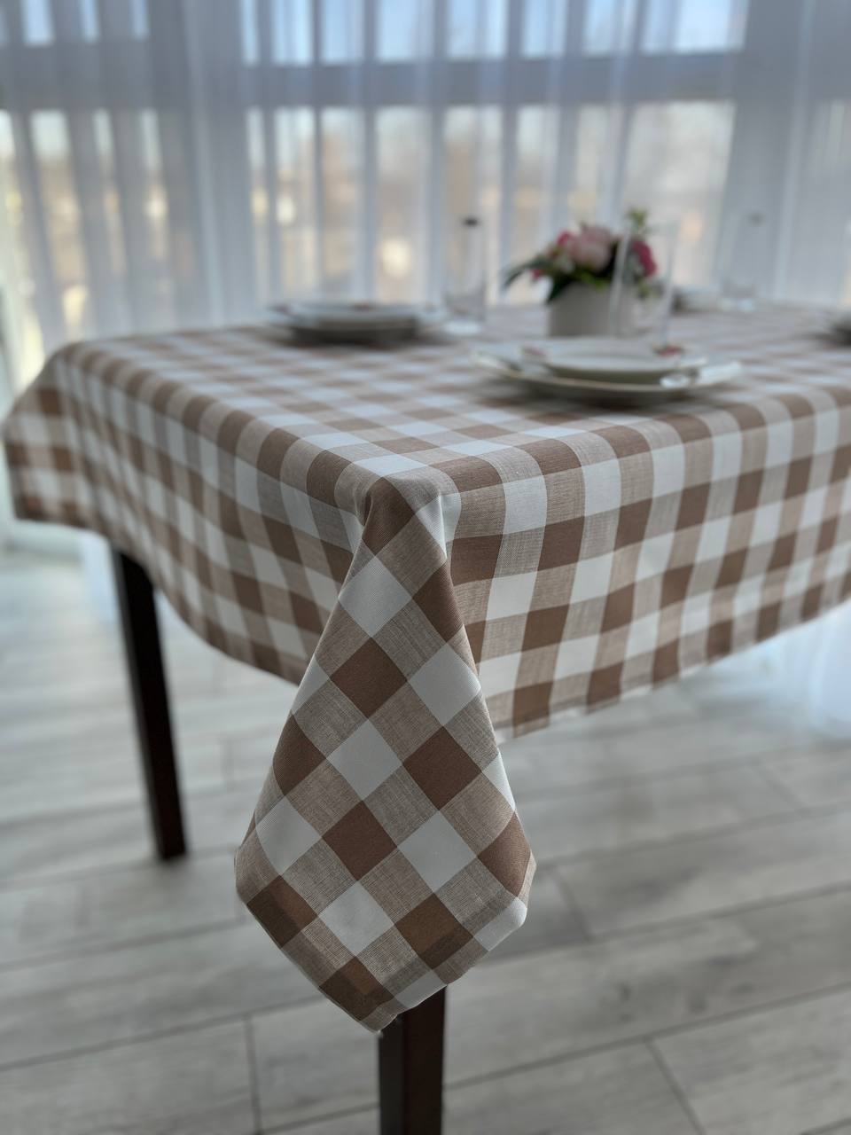 Linen waterproof tablecloth with Teflon, Geometry collection, luxury quality (custom or standard size)