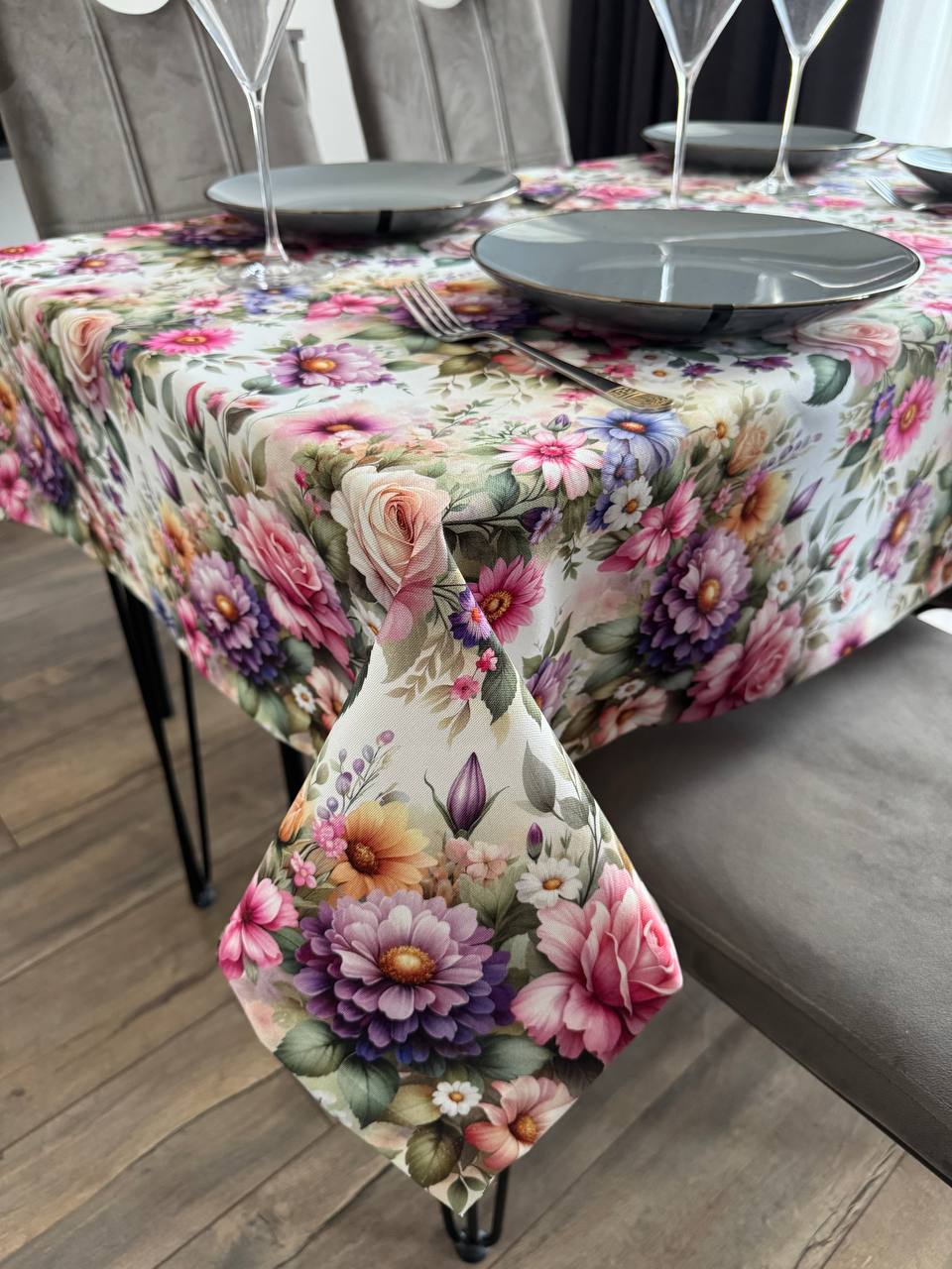 Linen waterproof tablecloth with Teflon, Geometry collection, luxury quality (custom or standard size)