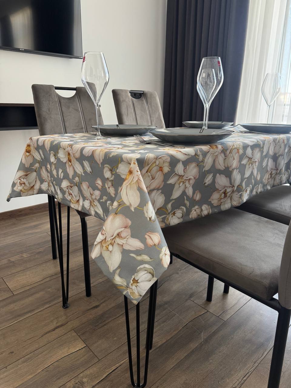 Linen waterproof tablecloth with Teflon, Geometry collection, luxury quality (custom or standard size)