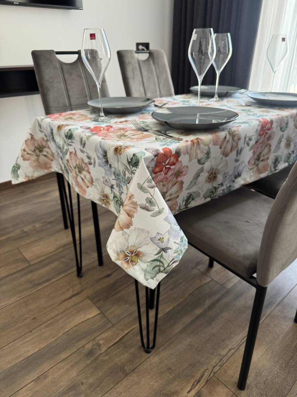 Linen waterproof tablecloth with Teflon, Geometry collection, luxury quality (custom or standard size)