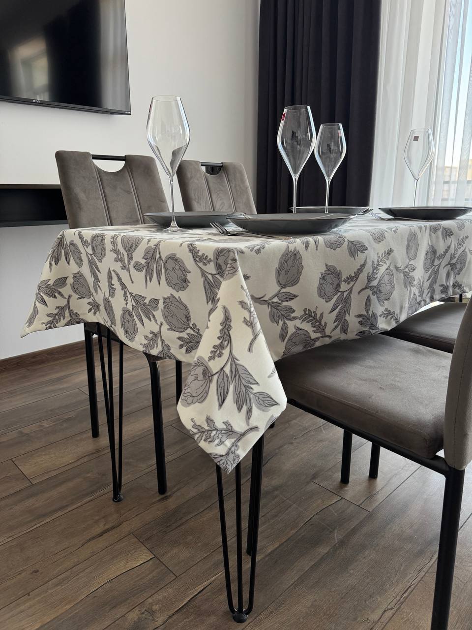 Linen waterproof tablecloth with Teflon, Geometry collection, luxury quality (custom or standard size)