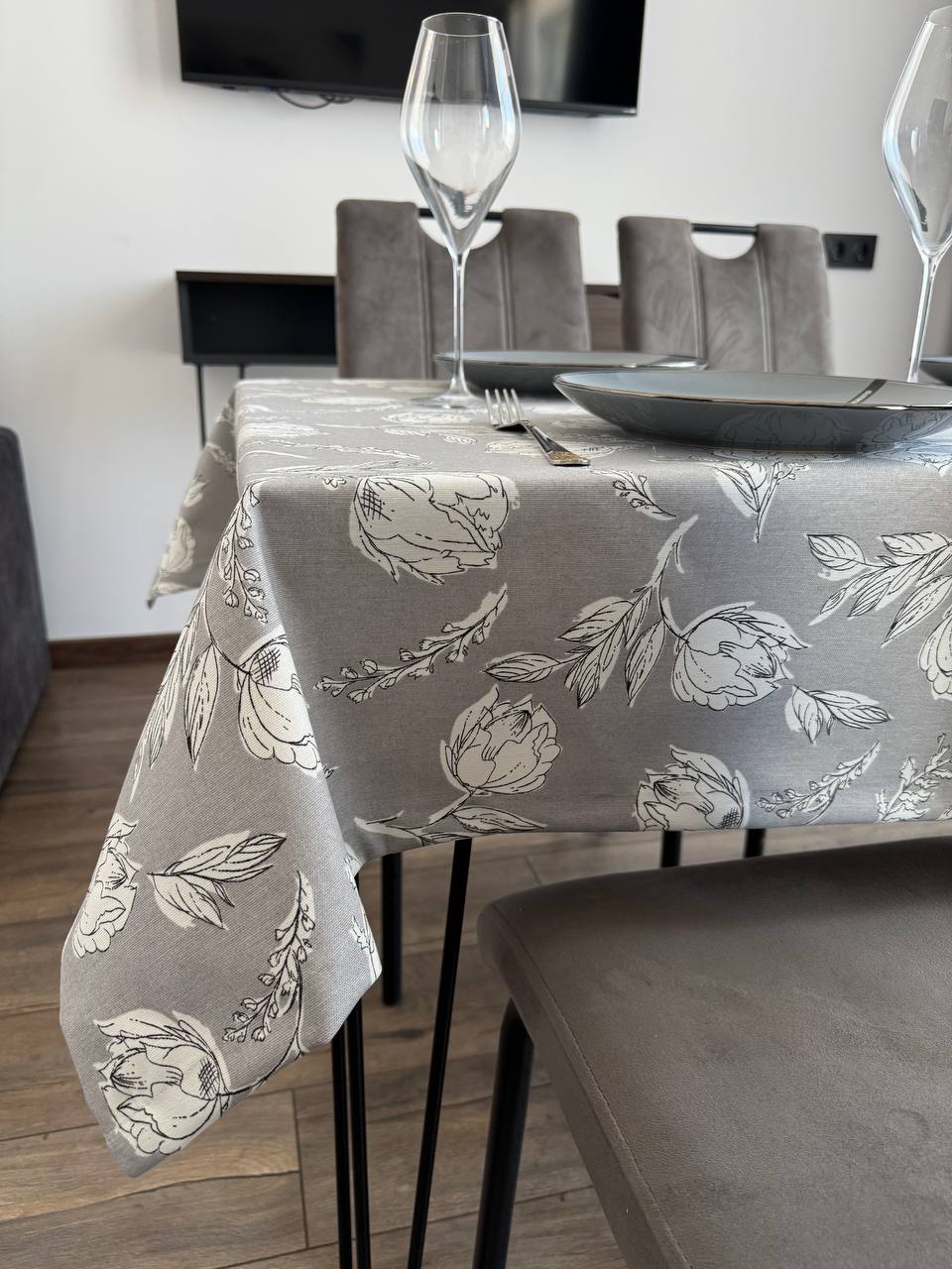 Linen waterproof tablecloth with Teflon, Geometry collection, luxury quality (custom or standard size)