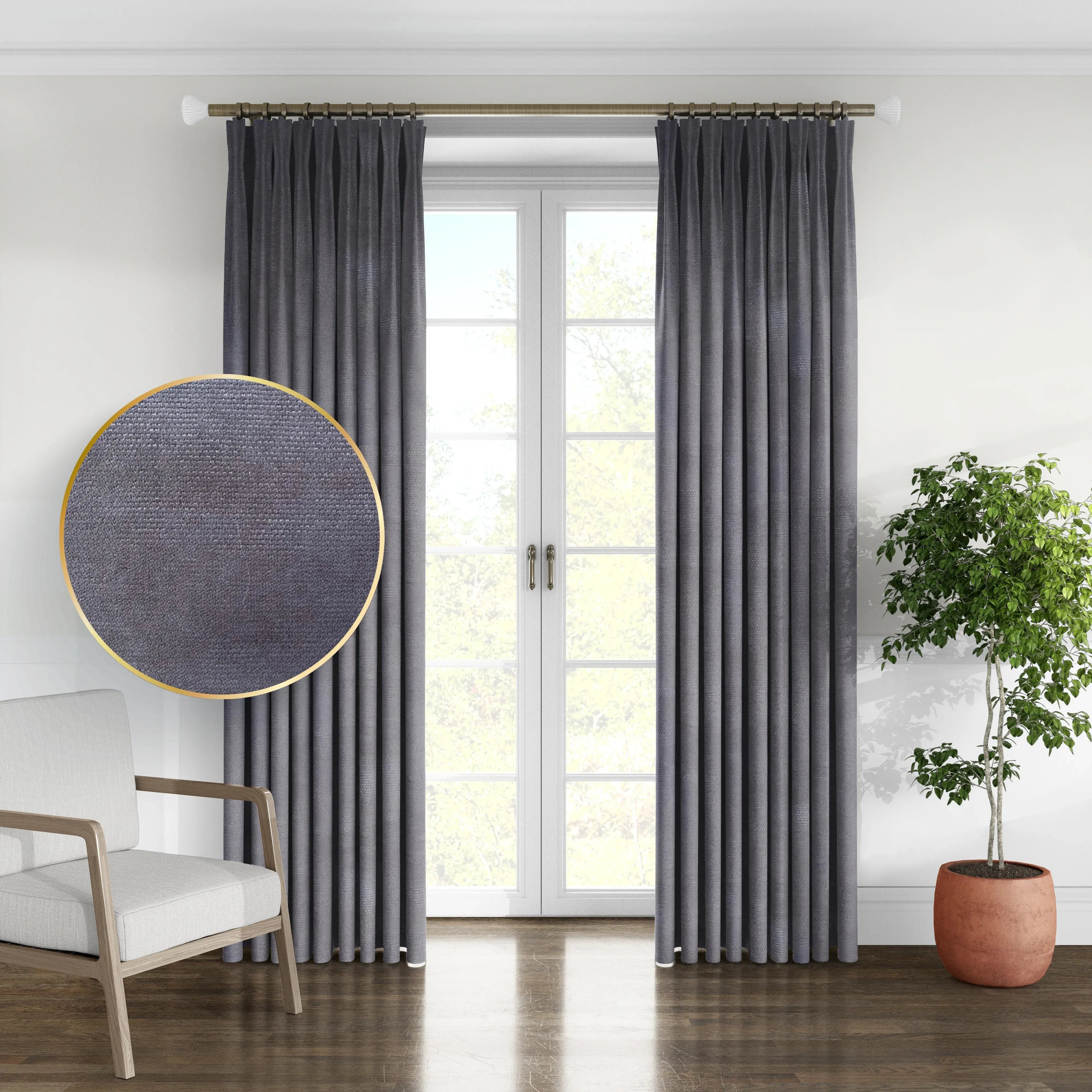 Microvelvet curtain