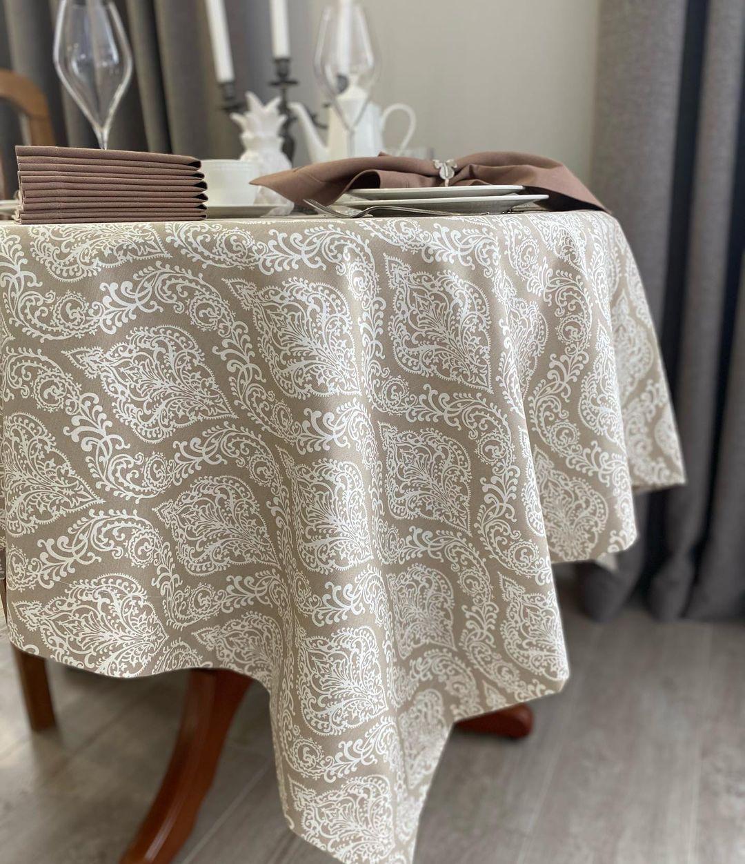 Linen waterproof tablecloth with Teflon, Geometry collection,  luxury quality (custom or standard size)
