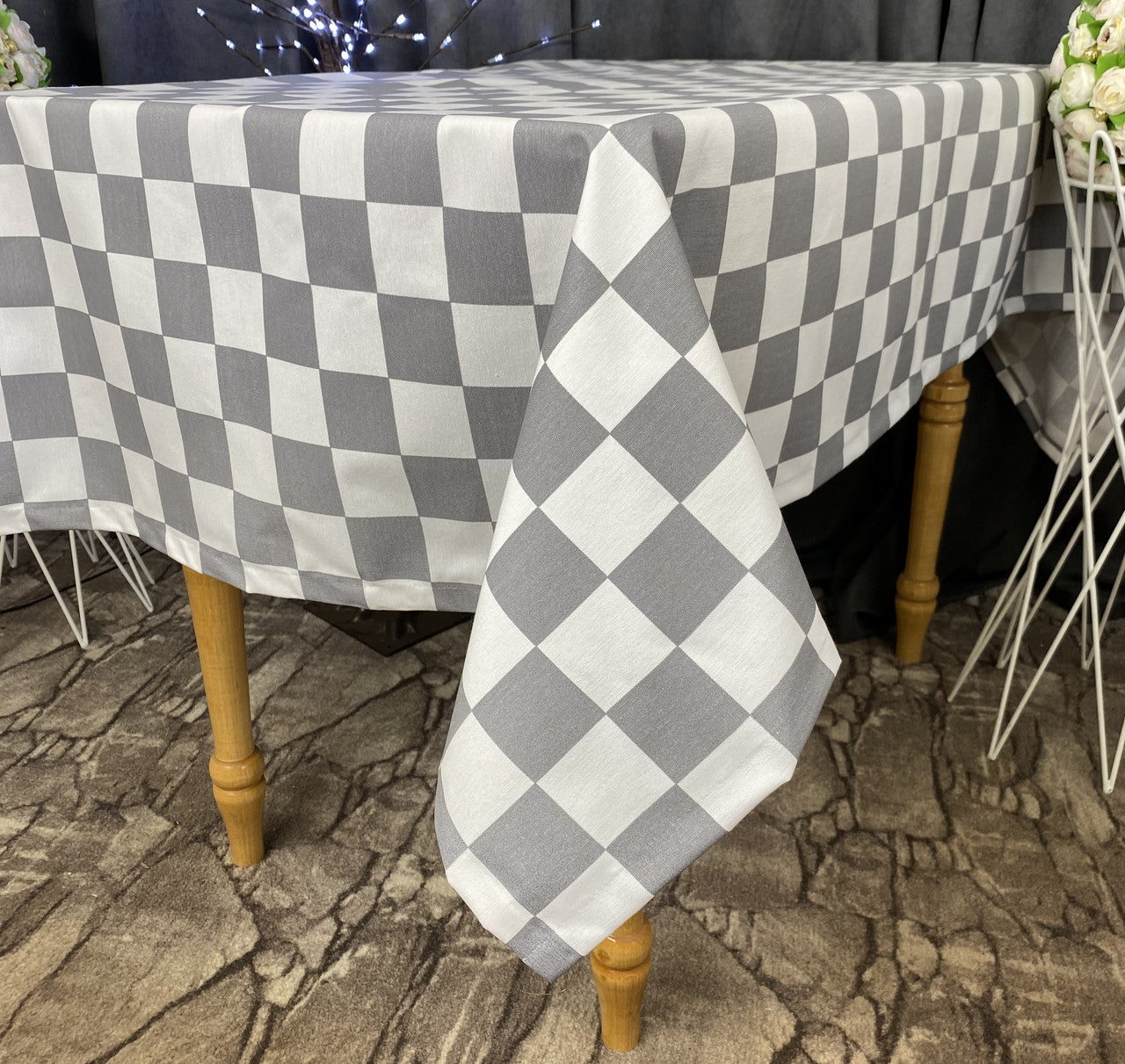 Linen waterproof tablecloth with Teflon, Geometry collection,  luxury quality (custom or standard size)