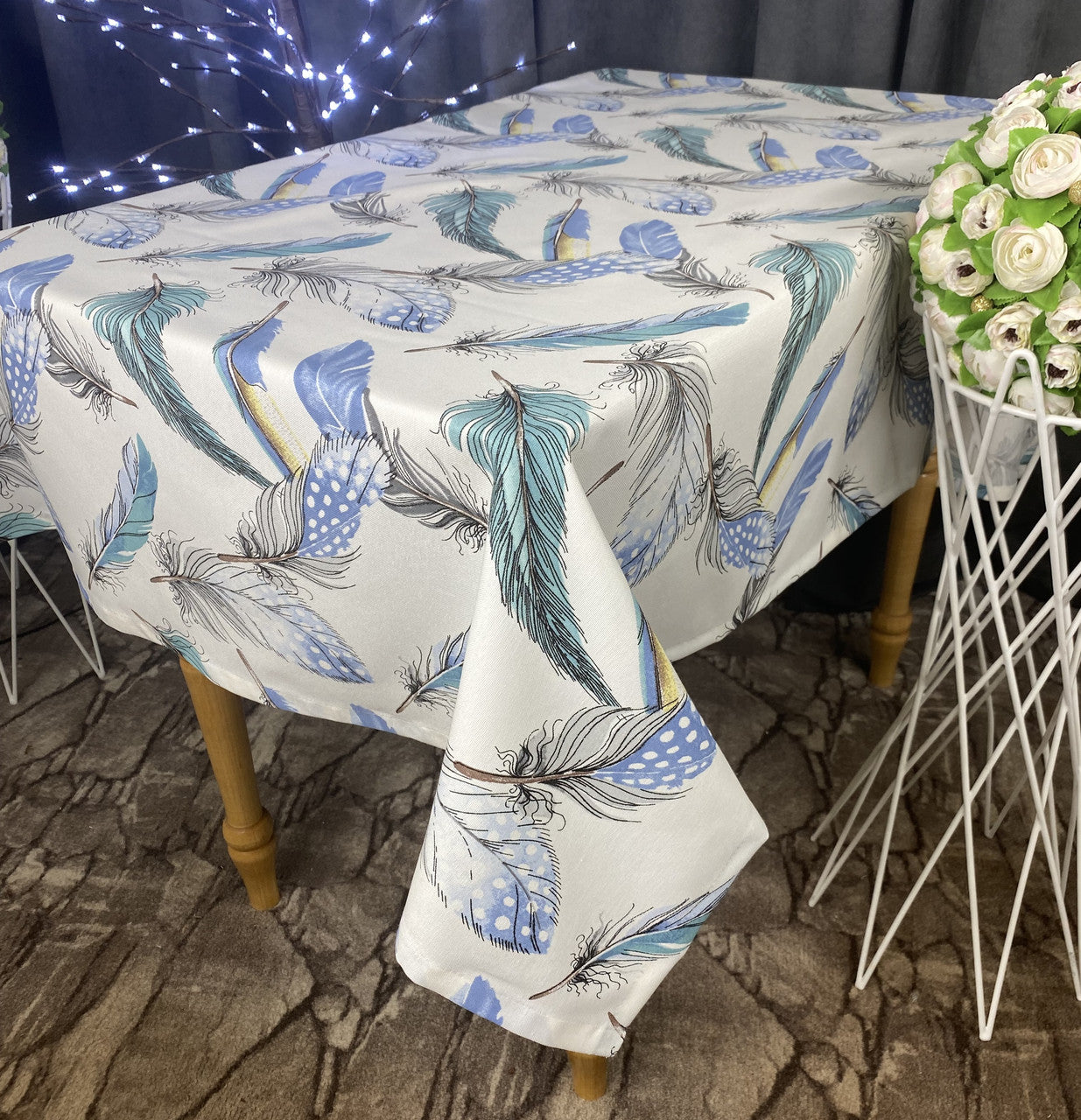 Linen waterproof tablecloth with Teflon, Geometry collection,  luxury quality (custom or standard size)