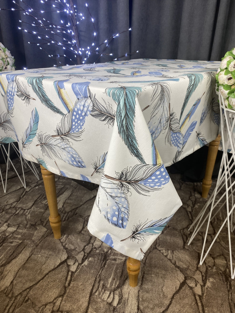 Linen waterproof tablecloth with Teflon, Geometry collection,  luxury quality (custom or standard size)