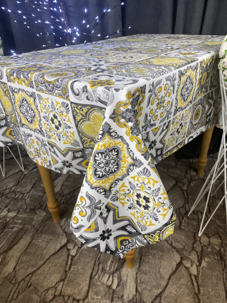 Linen waterproof tablecloth with Teflon, Geometry collection,  luxury quality (custom or standard size)