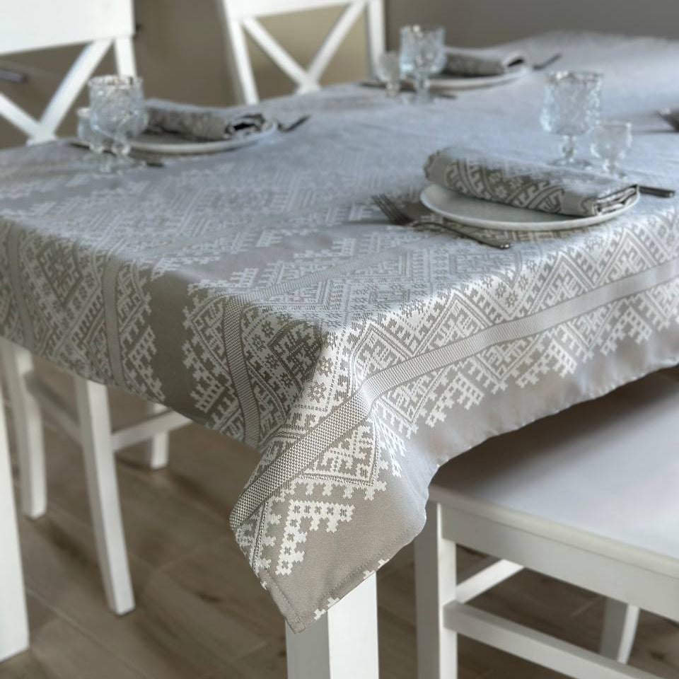 Ukrainian tablecloth embroidered linen, Ukrainian ornament, luxury quality (custom or standard size)