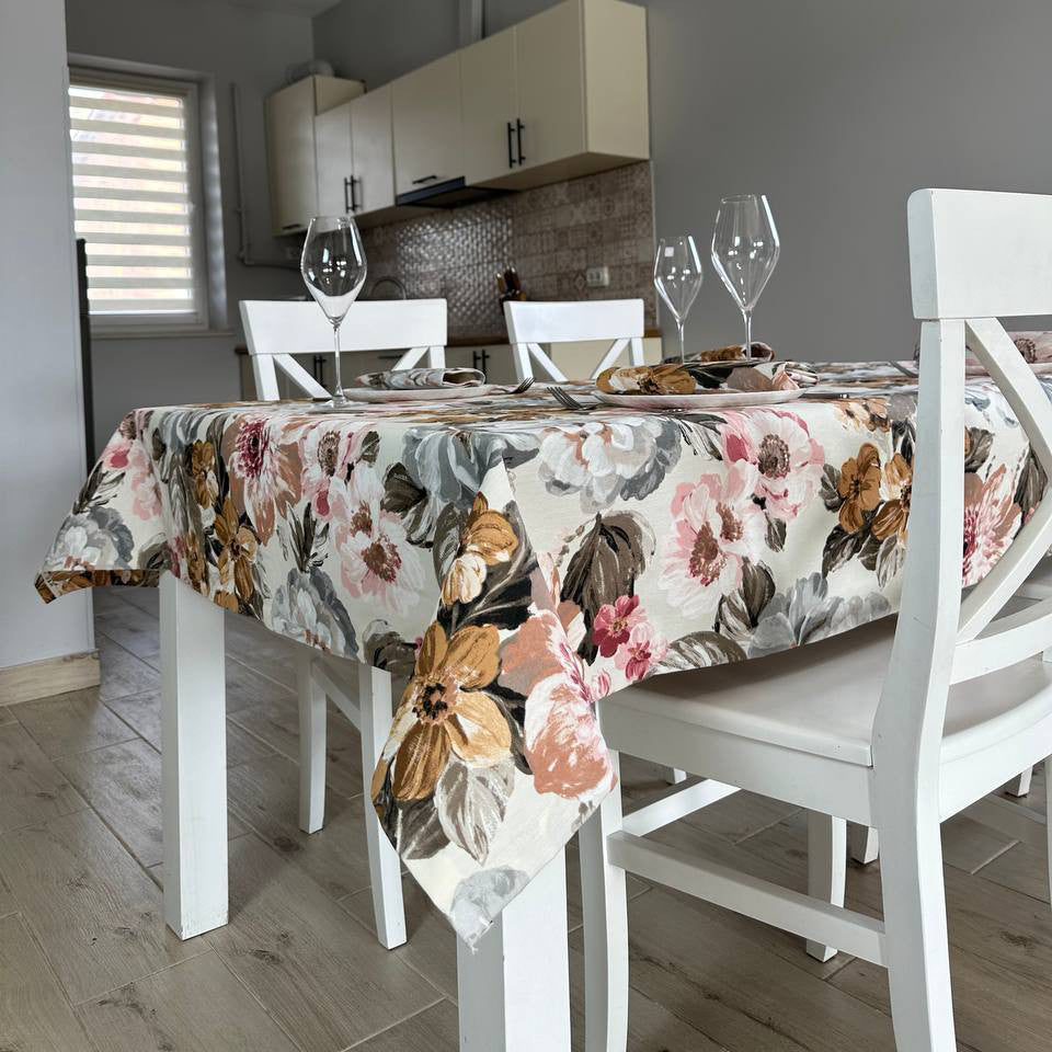 Linen waterproof tablecloth with Teflon, Geometry collection,  luxury quality (custom or standard size)