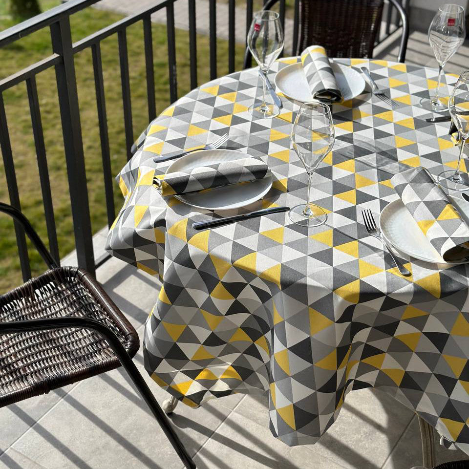 Linen waterproof tablecloth with Teflon, Geometry collection,  luxury quality (custom or standard size)