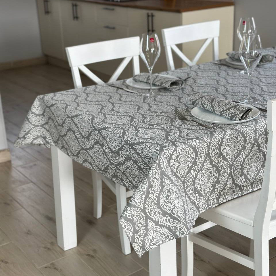 Linen waterproof tablecloth with Teflon, Geometry collection,  luxury quality (custom or standard size)