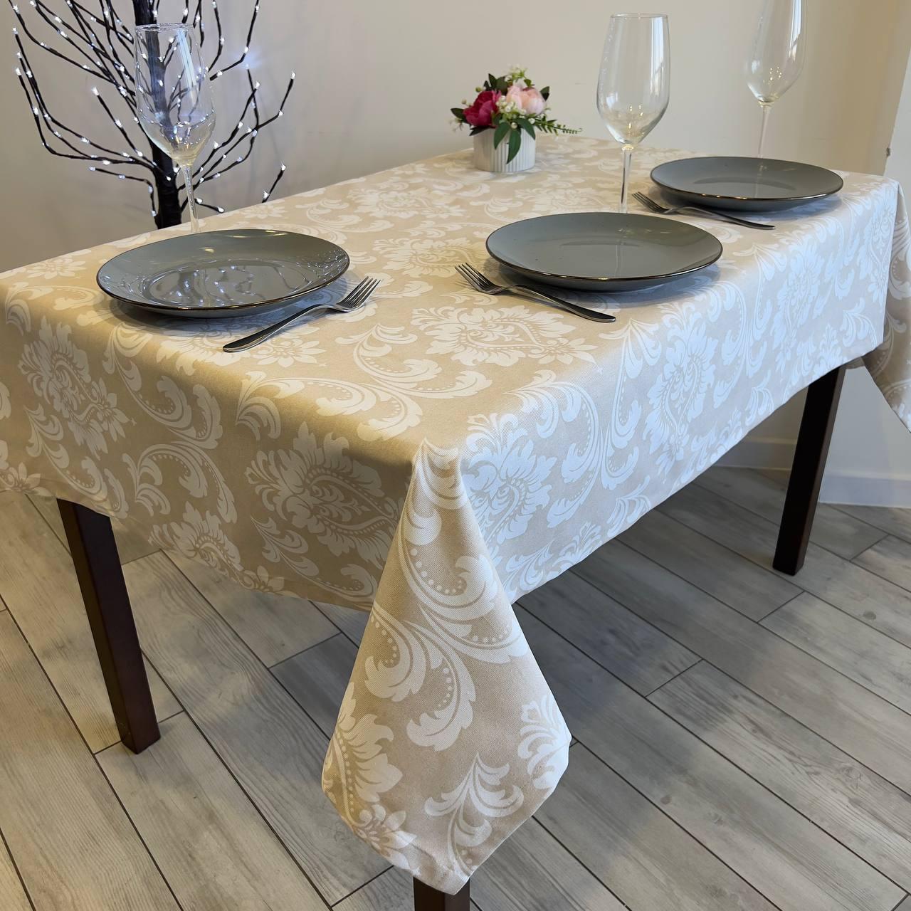 Linen waterproof tablecloth with Teflon, Geometry collection,  luxury quality (custom or standard size)