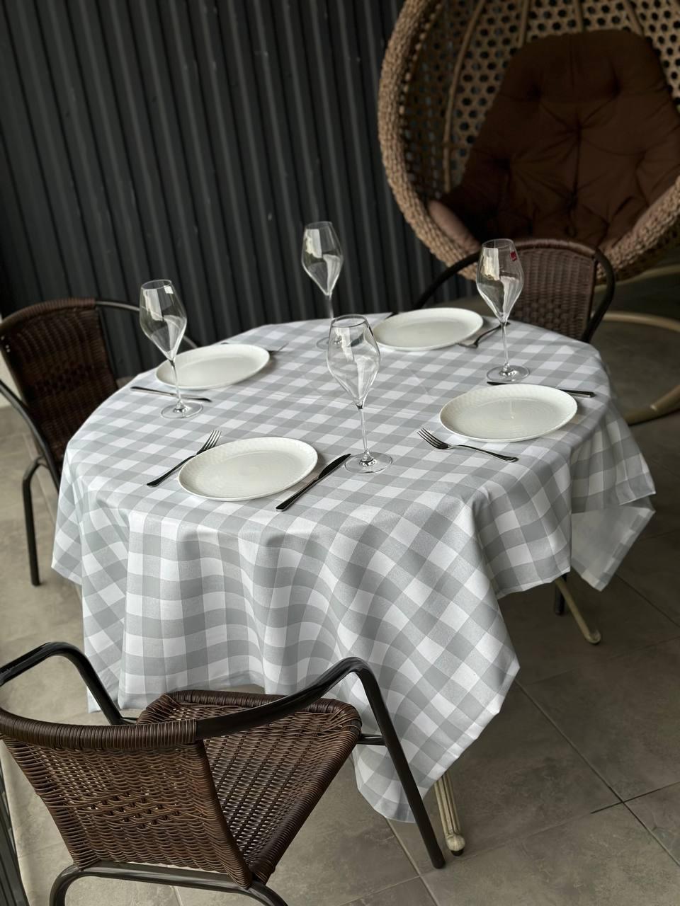 Linen waterproof tablecloth with Teflon, Geometry collection,  luxury quality (custom or standard size)