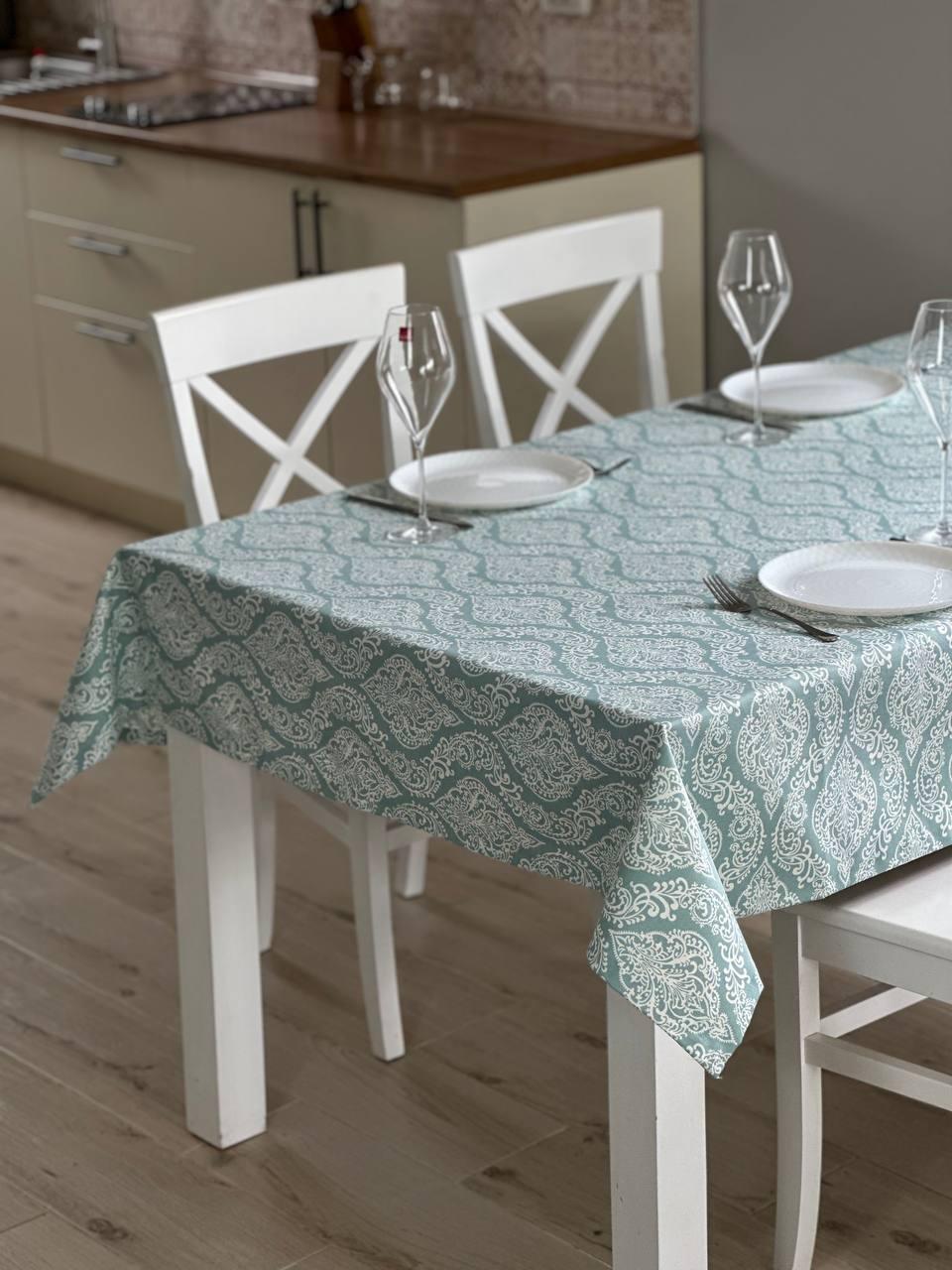 Linen waterproof tablecloth with Teflon, Geometry collection,  luxury quality (custom or standard size)