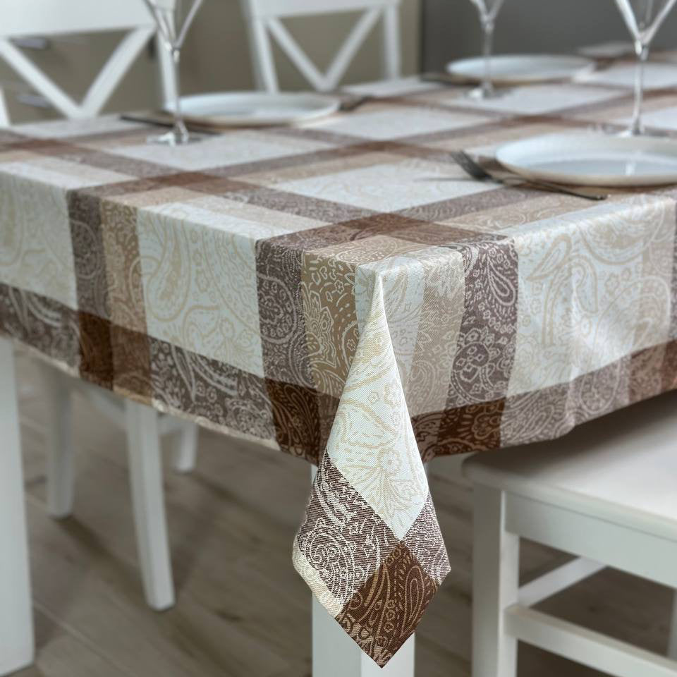 Linen waterproof tablecloth with Teflon, Geometry collection,  luxury quality (custom or standard size)