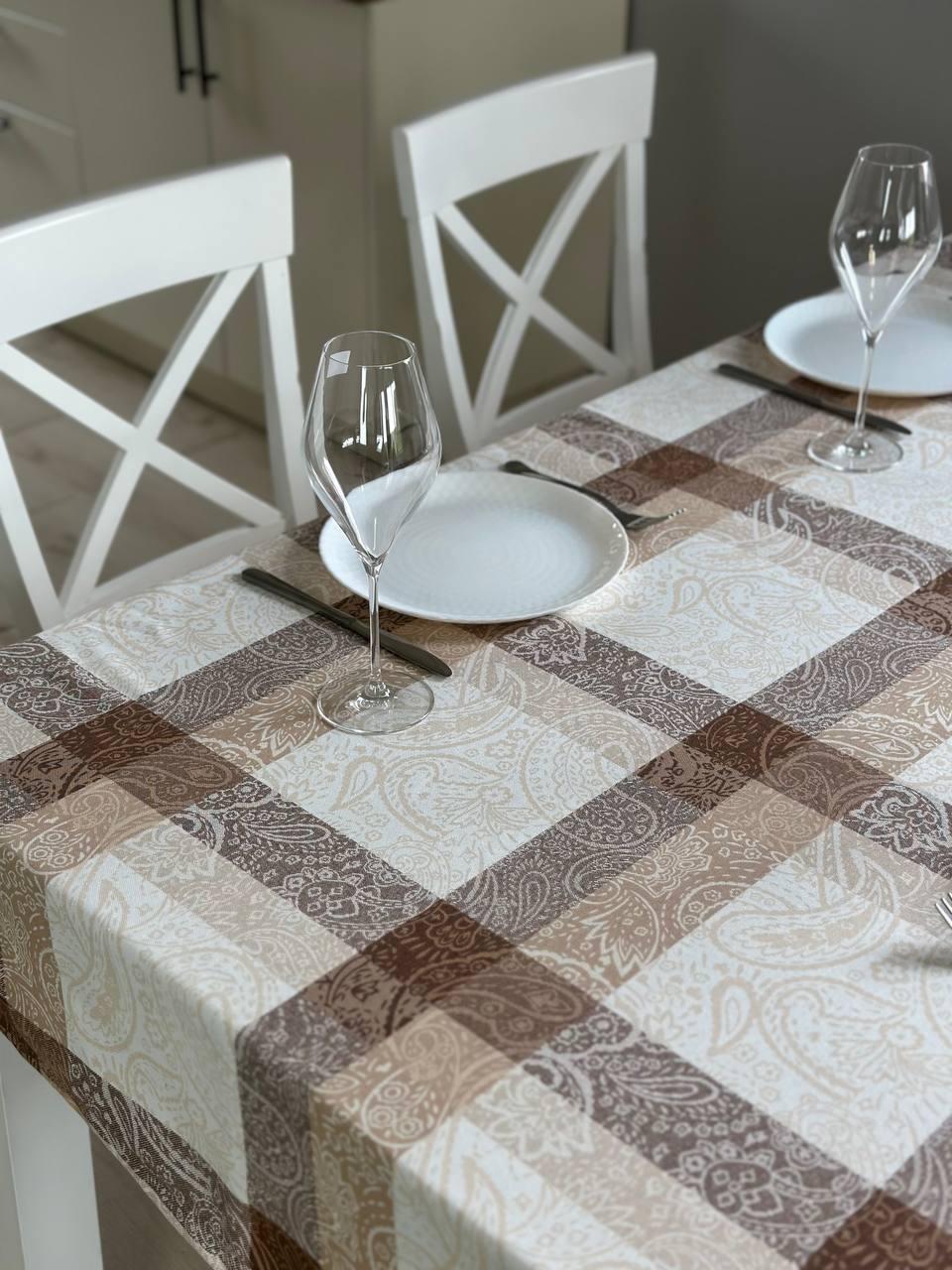 Linen waterproof tablecloth with Teflon, Geometry collection,  luxury quality (custom or standard size)