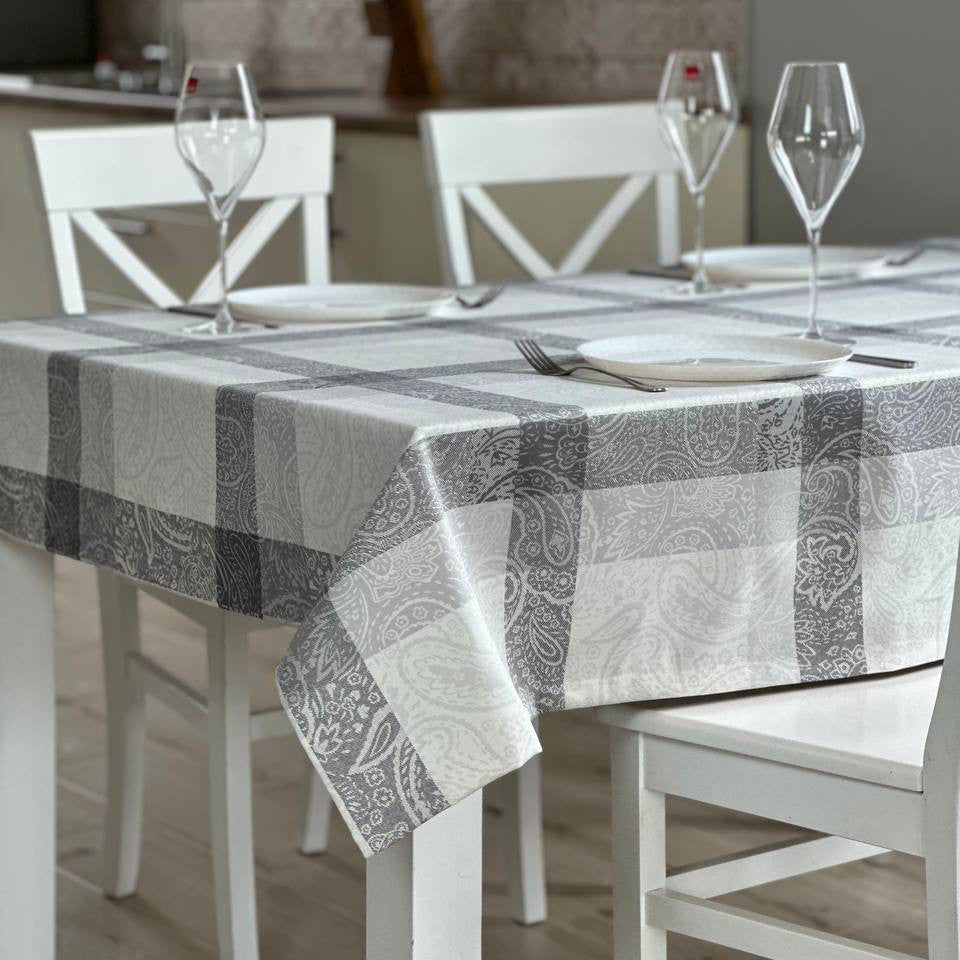 Linen waterproof tablecloth with Teflon, Geometry collection,  luxury quality (custom or standard size)
