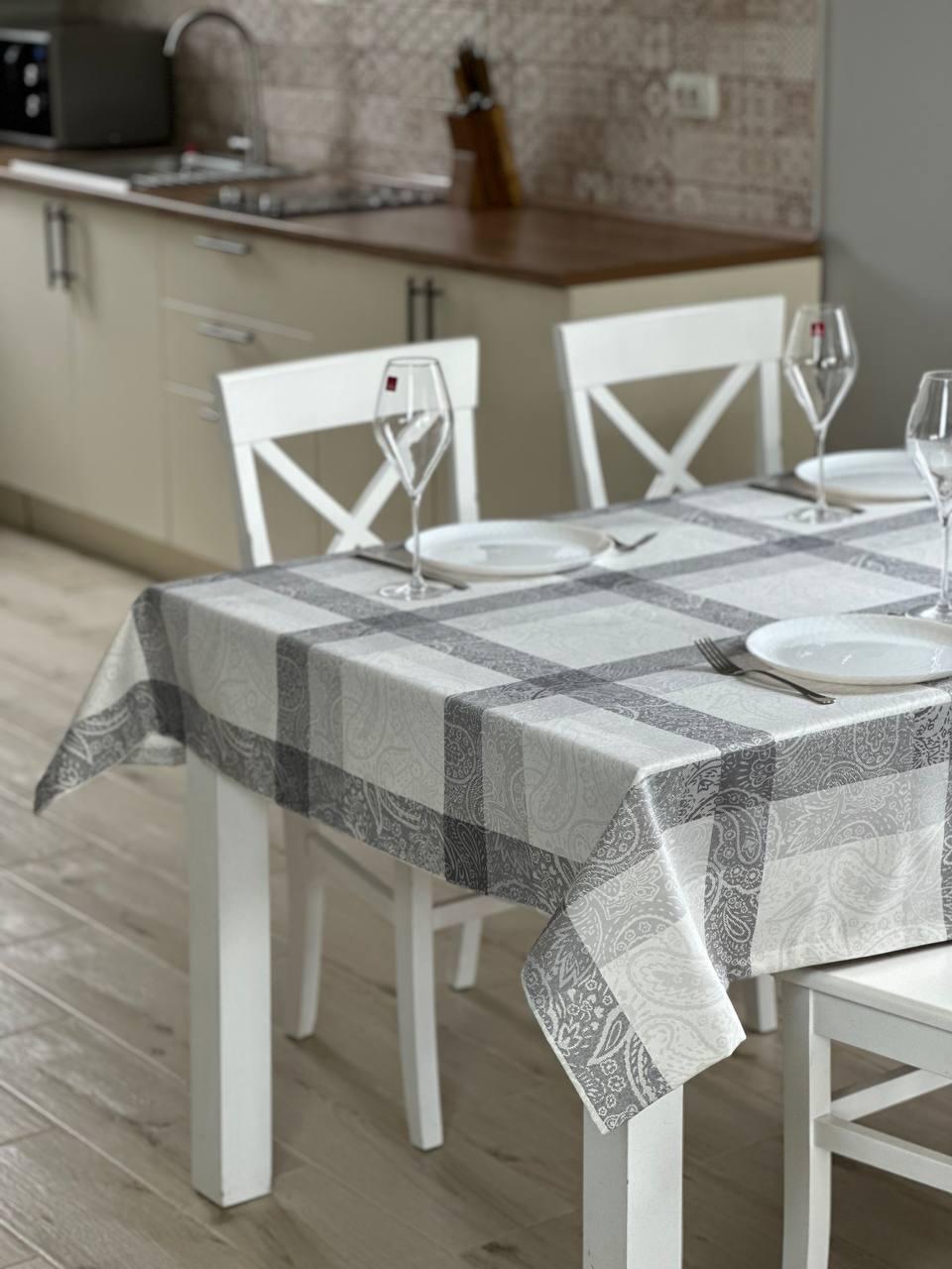 Linen waterproof tablecloth with Teflon, Geometry collection,  luxury quality (custom or standard size)
