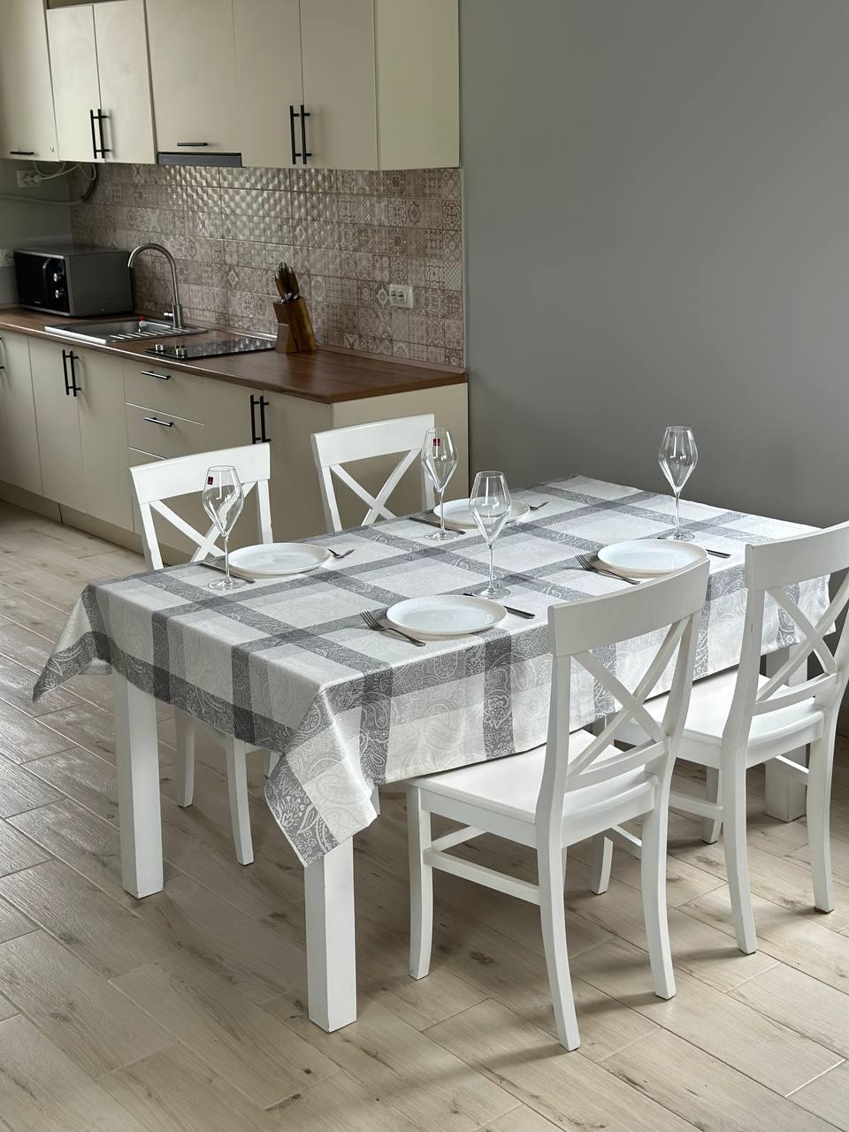 Linen waterproof tablecloth with Teflon, Geometry collection,  luxury quality (custom or standard size)