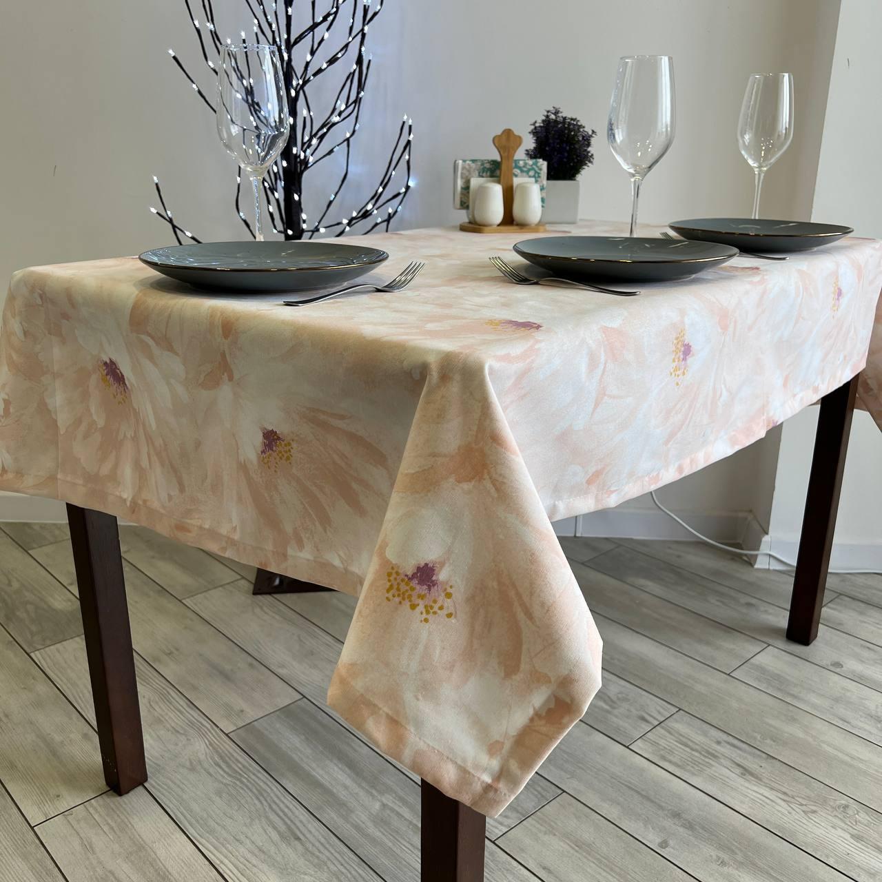 Linen waterproof tablecloth with Teflon, Geometry collection,  luxury quality (custom or standard size)